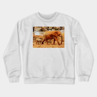 African Wildlife Photography Elephant Mother and Calf Crewneck Sweatshirt